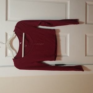 Basics by Pacsun long sleeve ladies scoop neck crop with snap accents size M